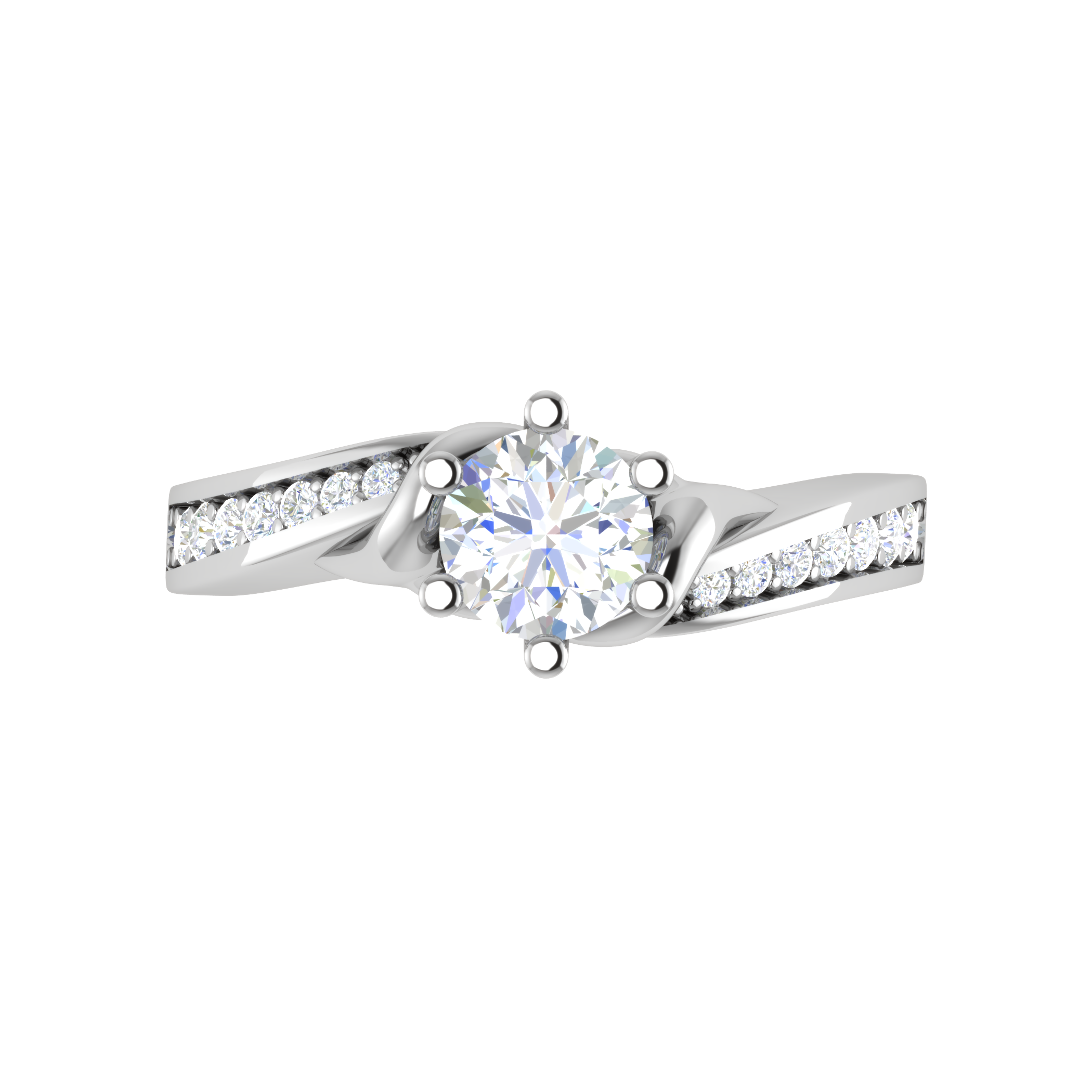 70-Pointer Lab Grown Solitaire Platinum Diamond Shank Engagement Ring JL PT LG G WB6004E-A