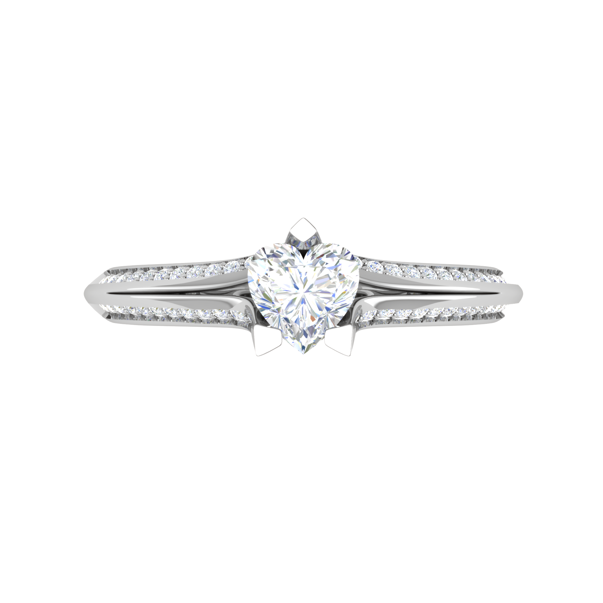 70-Pointer Heart Cut Solitaire Split Diamond Shank Platinum Ring JL PT RP HS 187-B   Jewelove.US