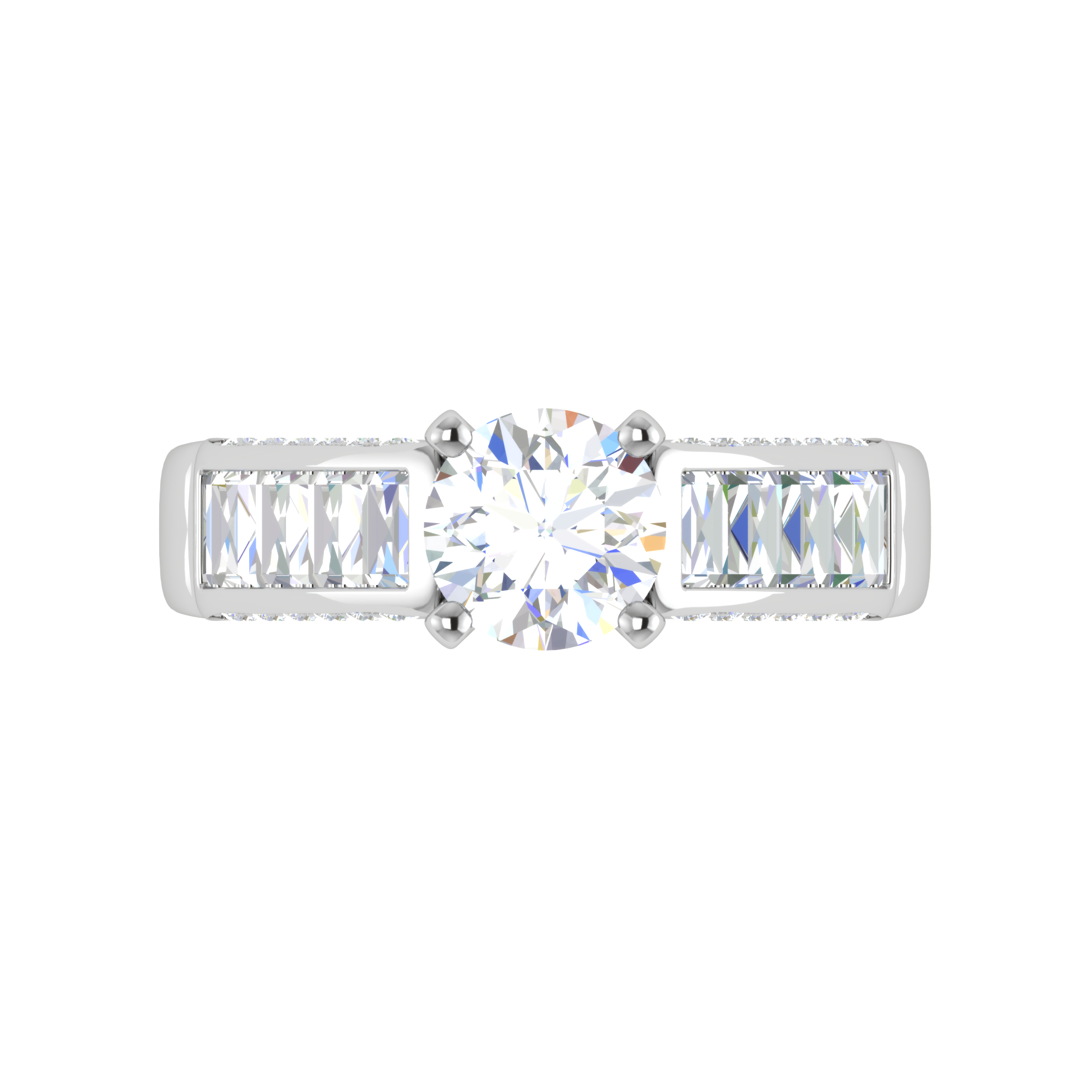 2-Carat Lab Grown Solitaire Diamond Baguette Shank Platinum Engagement Ring JL PT LG WB5529E-B