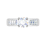 Load image into Gallery viewer, 2-Carat Lab Grown Solitaire Diamond Baguette Shank Platinum Engagement Ring JL PT LG WB5529E-B
