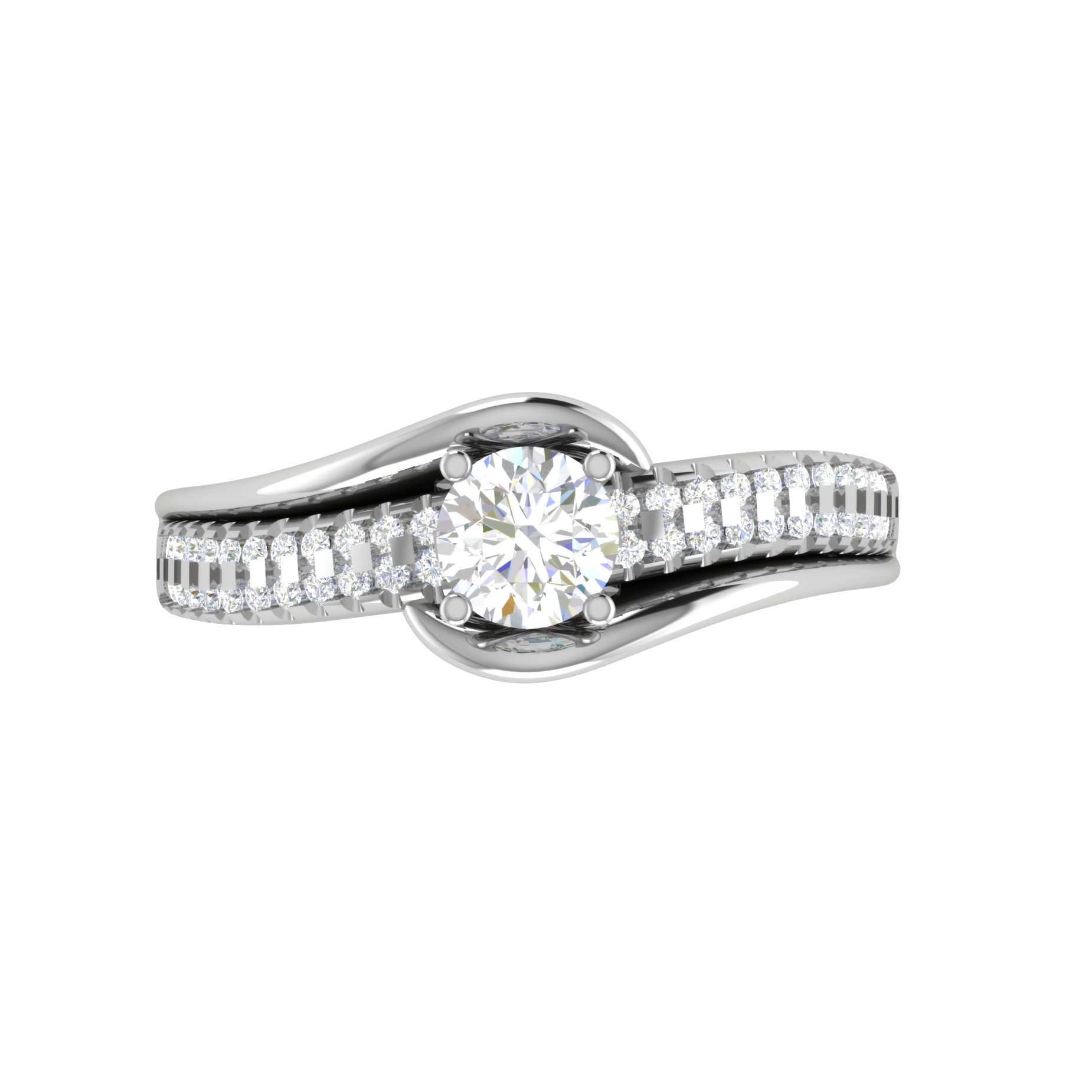 1-Carat Lab Grown Solitaire Platinum Diamond Split Shank Engagement Ring JL PT LG WB6005E-B