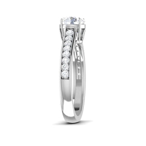 Platinum Solitaire Engagement Ring with Diamond Shank for Women JL PT 512