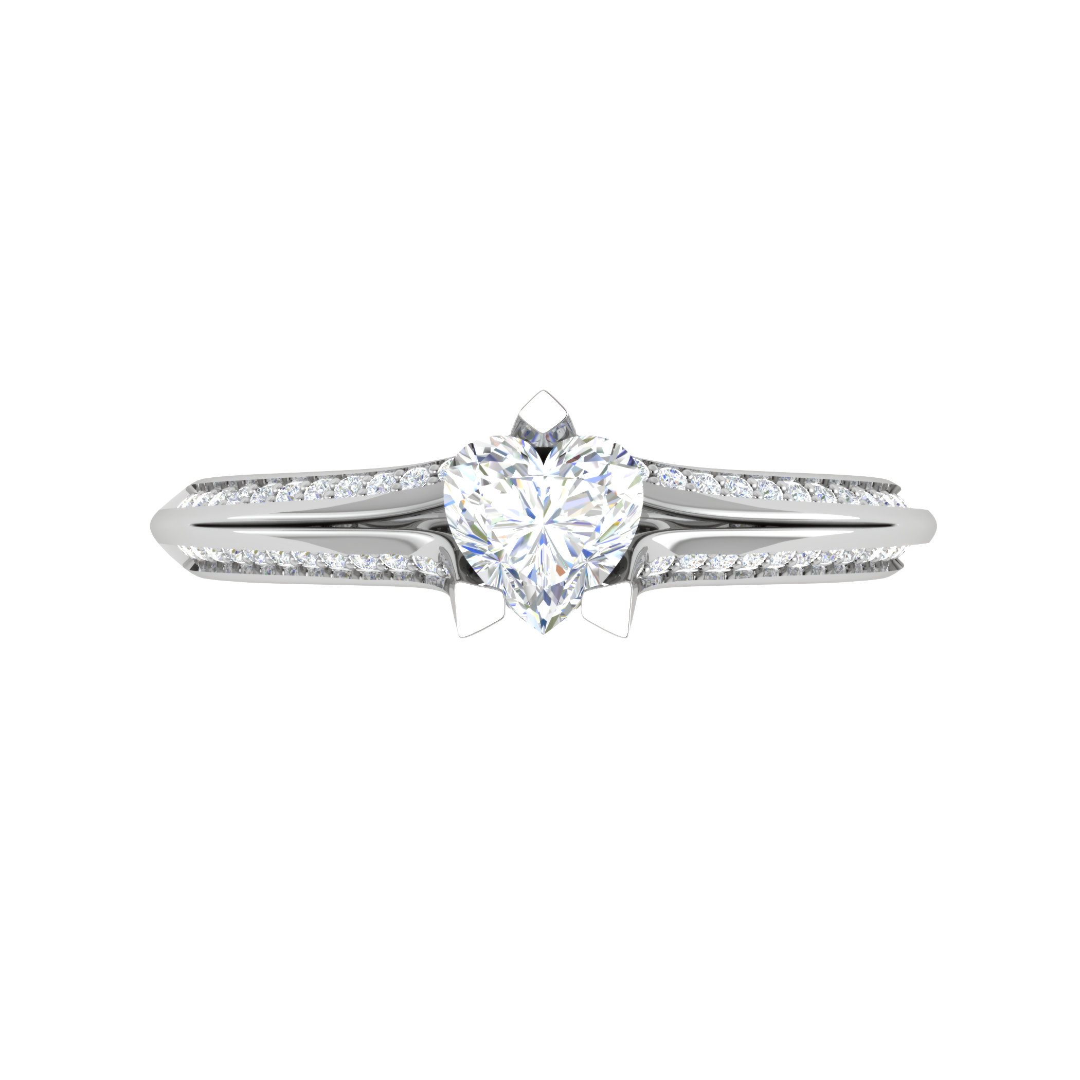 50-Pointer Heart Cut Solitaire Split Diamond Shank Platinum Ring JL PT RP HS 187-A   Jewelove.US