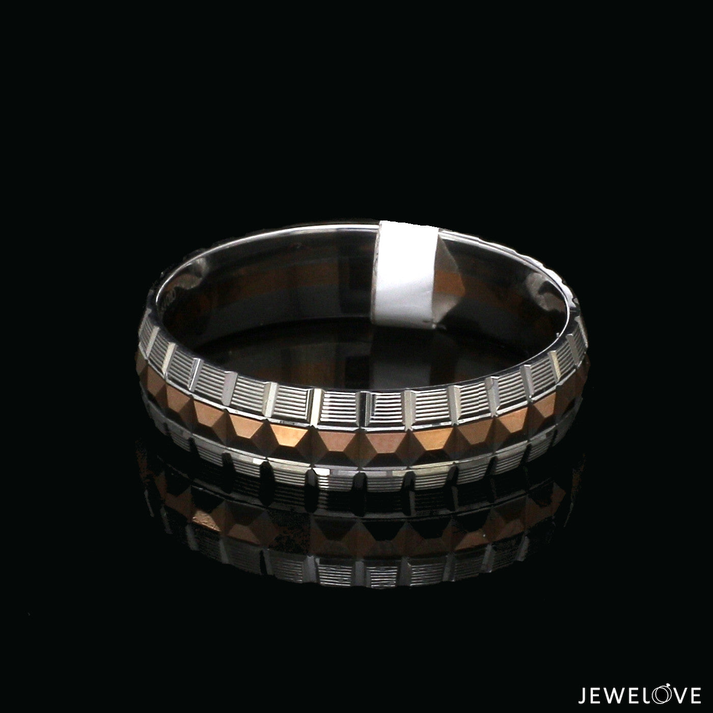 Platinum Love Bands with Rose Gold Ring JL PT 1418