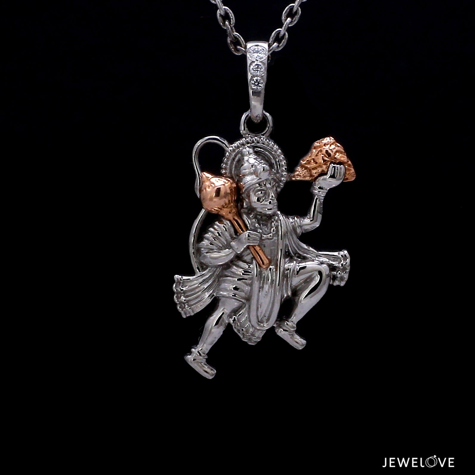 Platinum Rose Gold Hanuman ji Pendant with Diamond JL PT P HANUMAN-3