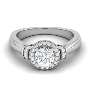 1.50-Carat Lab Grown Solitaire Halo Diamond Platinum Engagement Ring JL PT LG G WB5996E-C