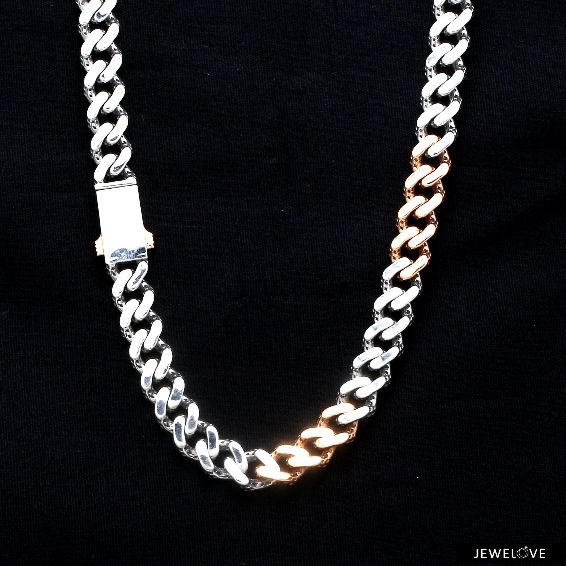 Heavy 7.5mm Platinum & Rose Gold Cuban Link Chain for Men JL PT CH 1210