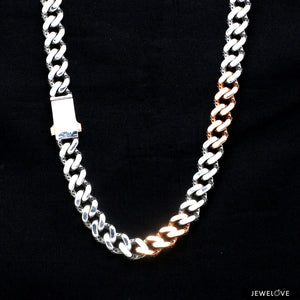 Heavy 7.5mm Platinum & Rose Gold Cuban Link Chain for Men JL PT CH 1210