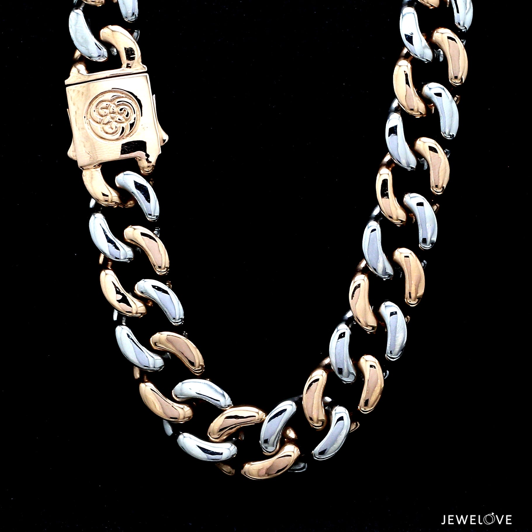 14mm Heavy Platinum & Rose Gold Chain for Men JL PT CH 1003-A   Jewelove.US