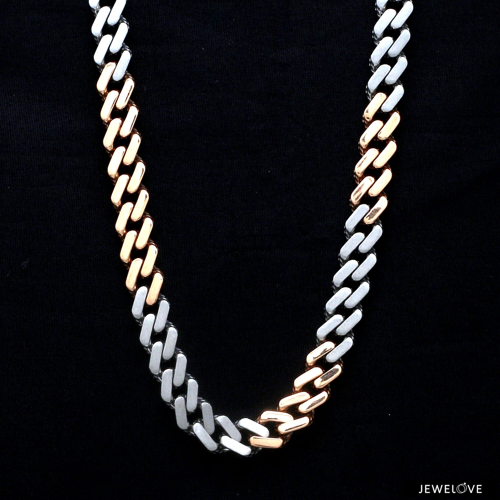 Heavy 7.5mm Platinum & Rose Gold Cuban Link Chain for Men JL PT CH 1210   Jewelove.US