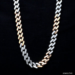 Heavy 7.5mm Platinum & Rose Gold Cuban Link Chain for Men JL PT CH 1210   Jewelove.US