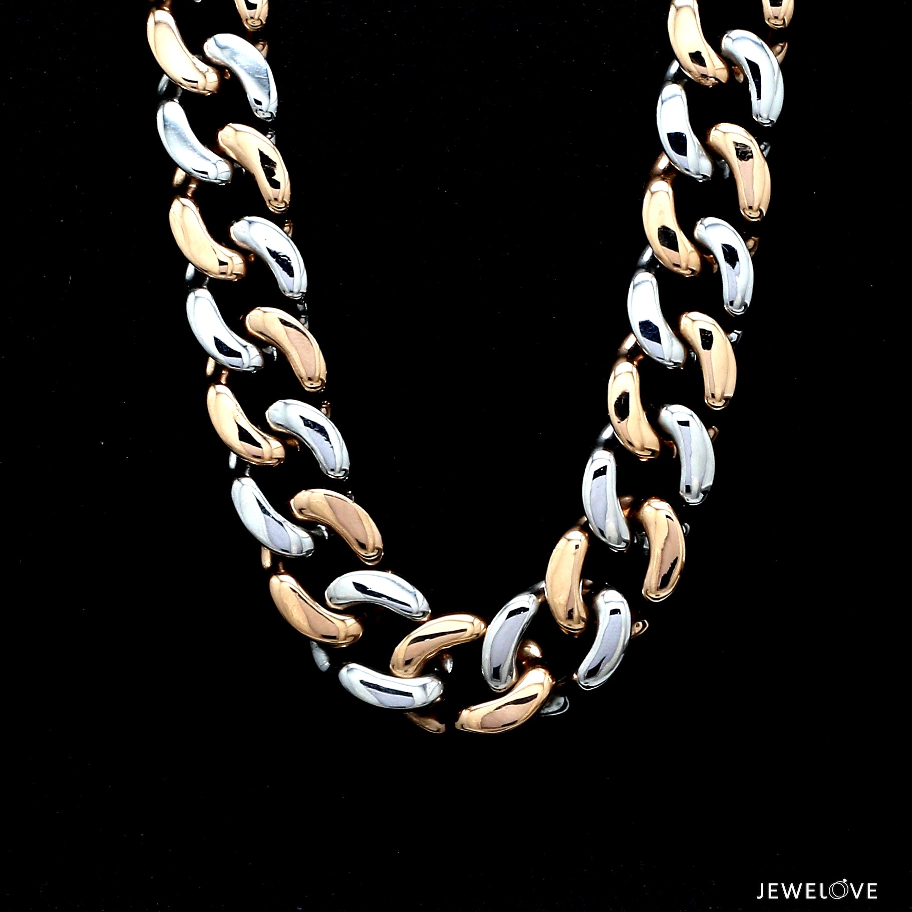 14mm Heavy Platinum & Rose Gold Chain for Men JL PT CH 1003-A   Jewelove.US