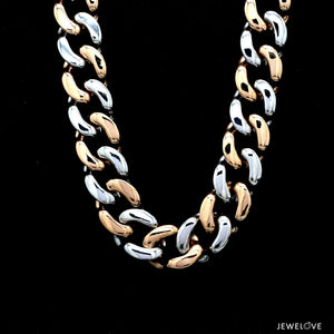 14mm Heavy Platinum & Rose Gold Chain for Men JL PT CH 1003-A   Jewelove.US