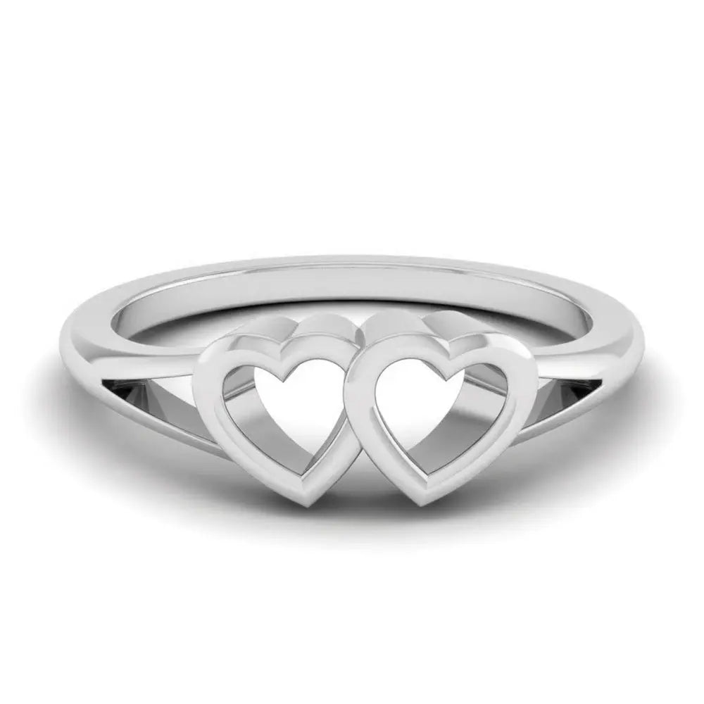2 Hearts Plain Platinum Ring JL PT 550 for Women   Jewelove.US