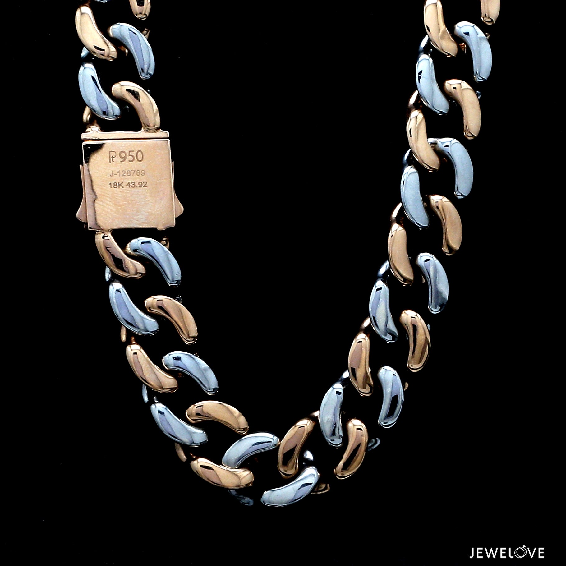 14mm Heavy Platinum & Rose Gold Chain for Men JL PT CH 1003-A   Jewelove.US