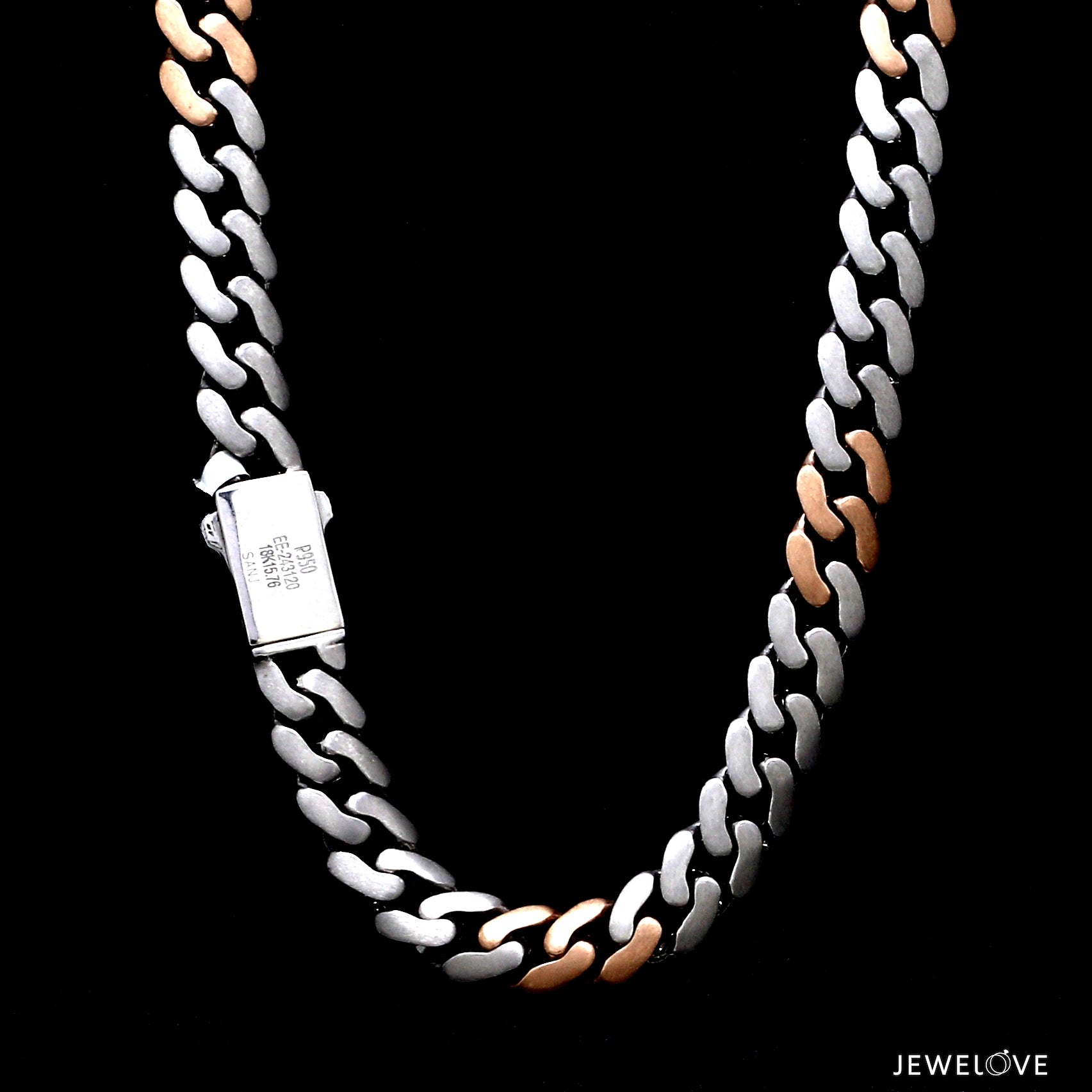 Men of Platinum | 8.5mm Double Side Matte & Hi-Polish Rose Gold Heavy Chain for Men JL PT CH 1332