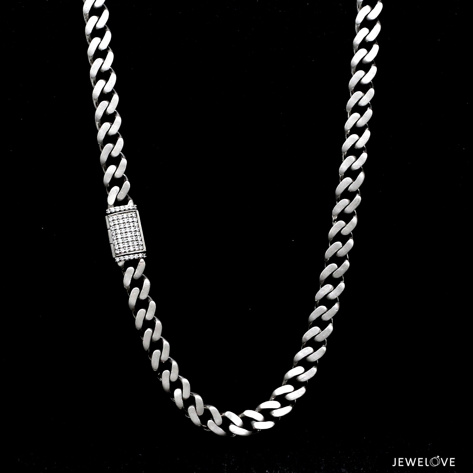 Men of Platinum | 6mm Platinum Cuban Diamond Lock Chain with Brush Finish for Men JL PT CH 1329-A