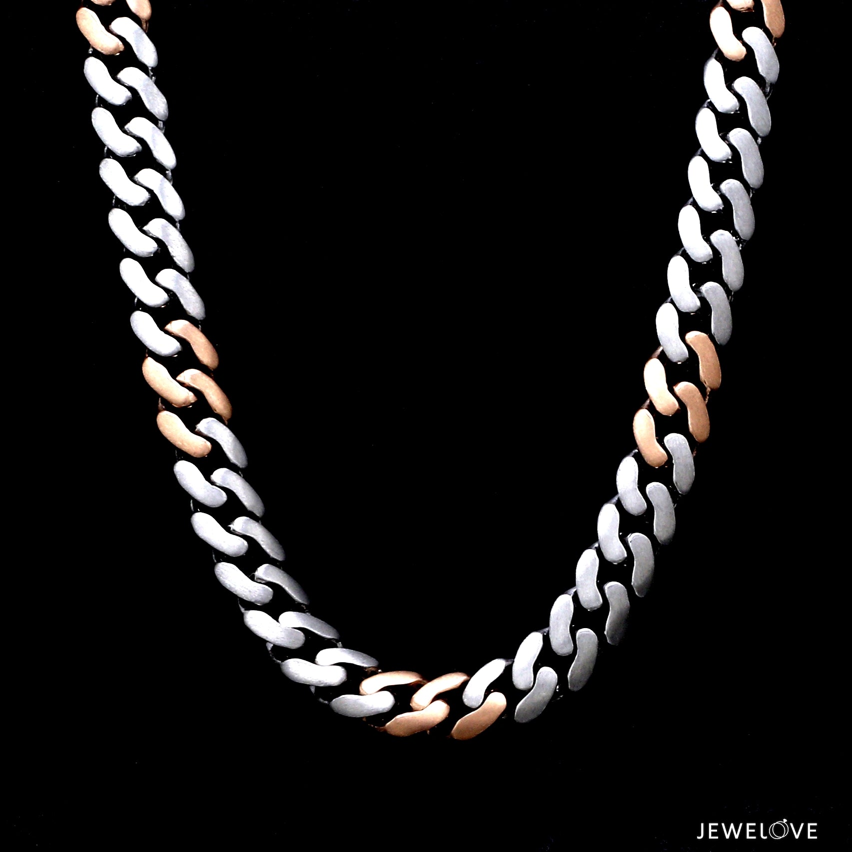 Men of Platinum | 8.5mm Double Side Matte & Hi-Polish Rose Gold Heavy Chain for Men JL PT CH 1332