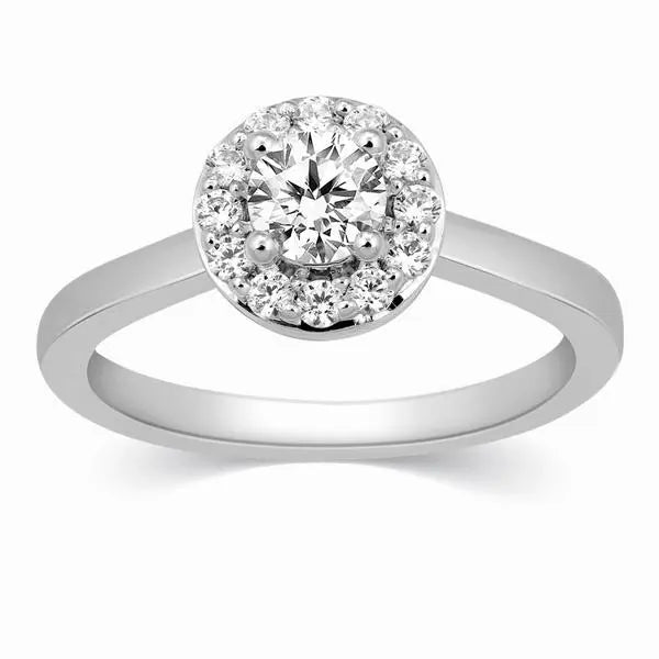20 Pointer Halo Diamond Platinum Engagement Ring JL PT 324-A   Jewelove.US