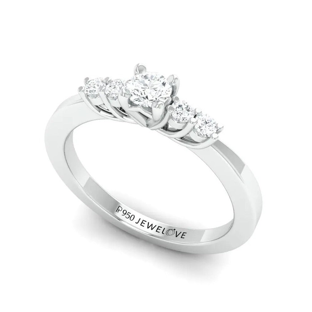 20 Pointer Solitaire Platinum Ring with Diamond Accents for Women JL PT 323   Jewelove.US