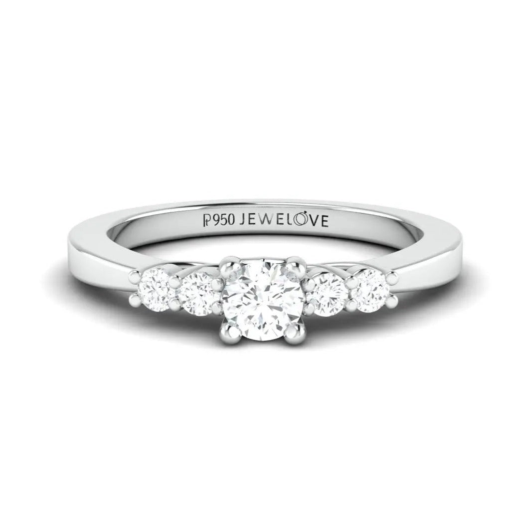 20 Pointer Solitaire Platinum Ring with Diamond Accents for Women JL PT 323   Jewelove.US