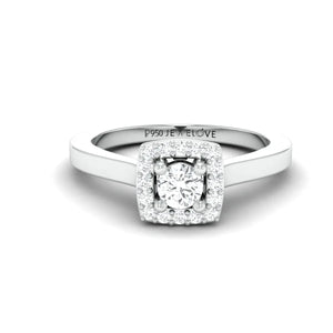 20 Pointer Square Halo Diamond Platinum Engagement Ring JL PT 325   Jewelove.US
