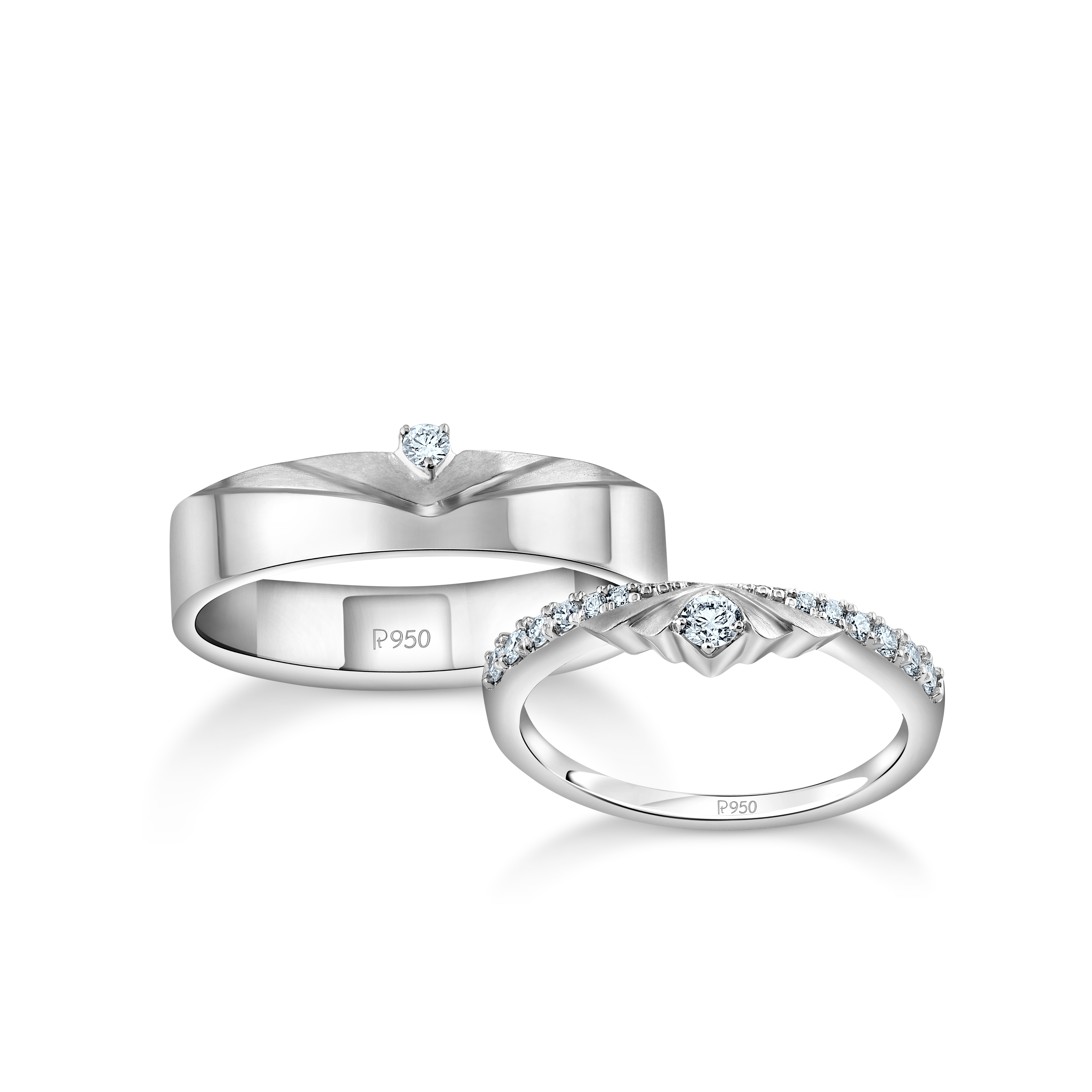 Designer Platinum Couple Rings with Single Diamonds JL PT 338