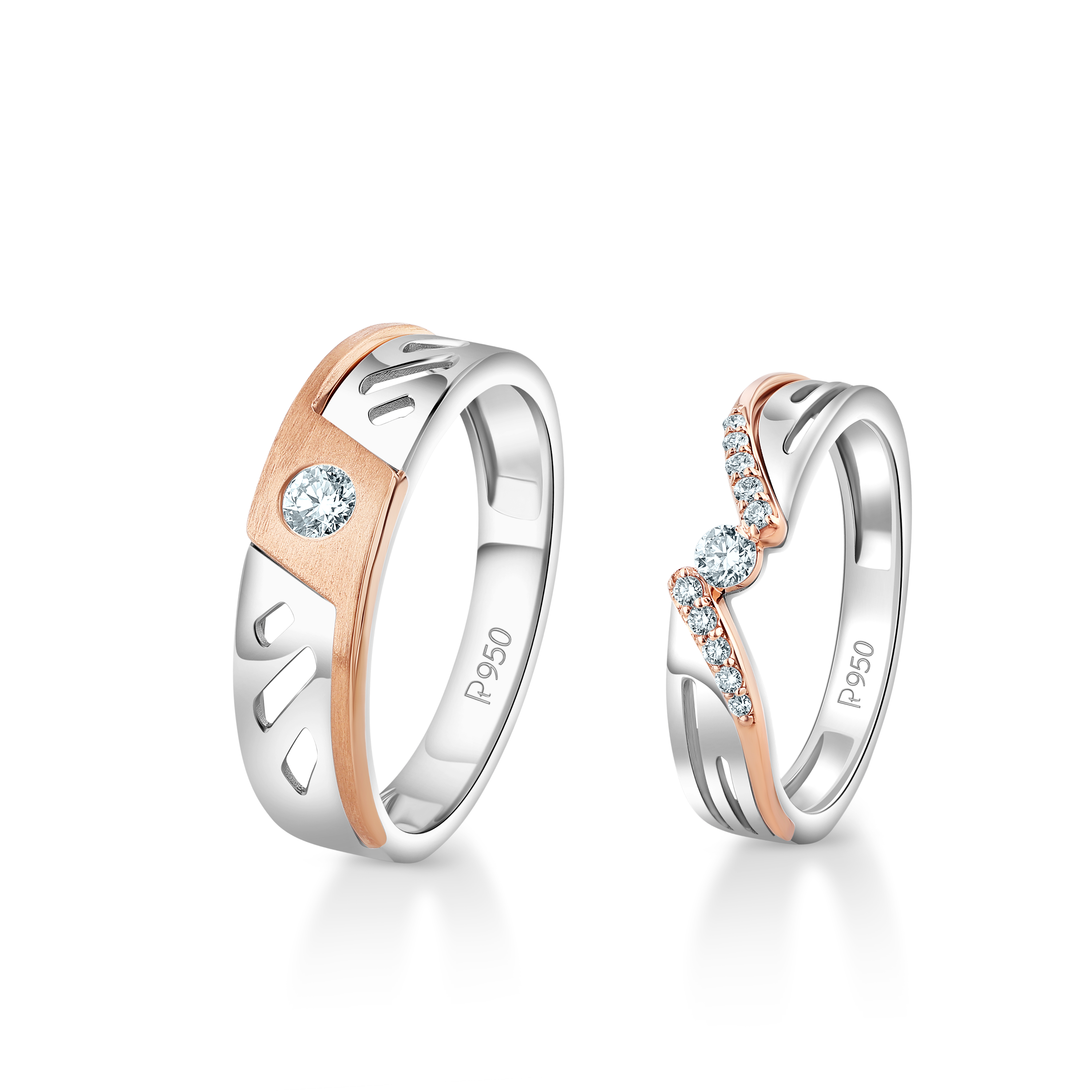 Designer Platinum Rose Gold Diamonds Couple Rings JL PT 1264   Jewelove.US