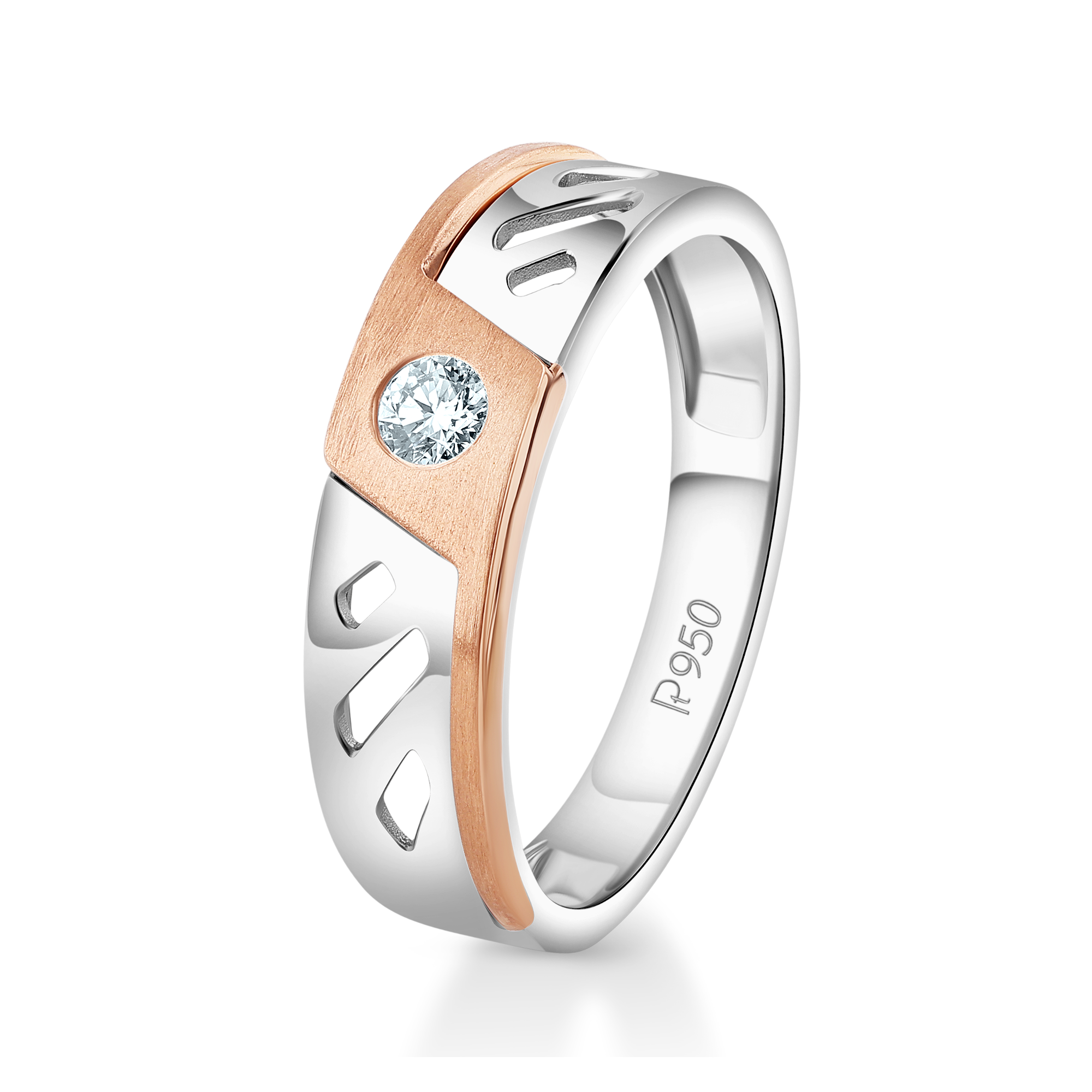 Designer Platinum Rose Gold Diamonds Couple Rings JL PT 1264  Men-s-Ring-only-SI-IJ Jewelove.US