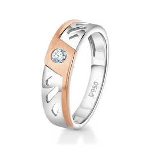 Designer Platinum Rose Gold Diamonds Couple Rings JL PT 1264