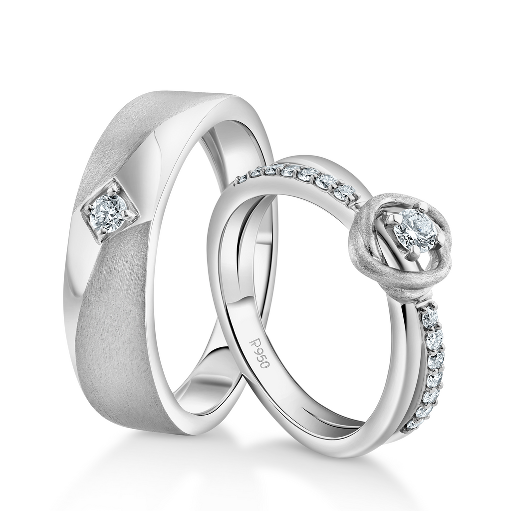 Designer Platinum Love Bands Diamonds Couple Rings JL PT 1265   Jewelove