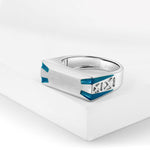 Load image into Gallery viewer, Plain Platinum Ring with Blue Enamel for Men JL PT 1317   Jewelove.US
