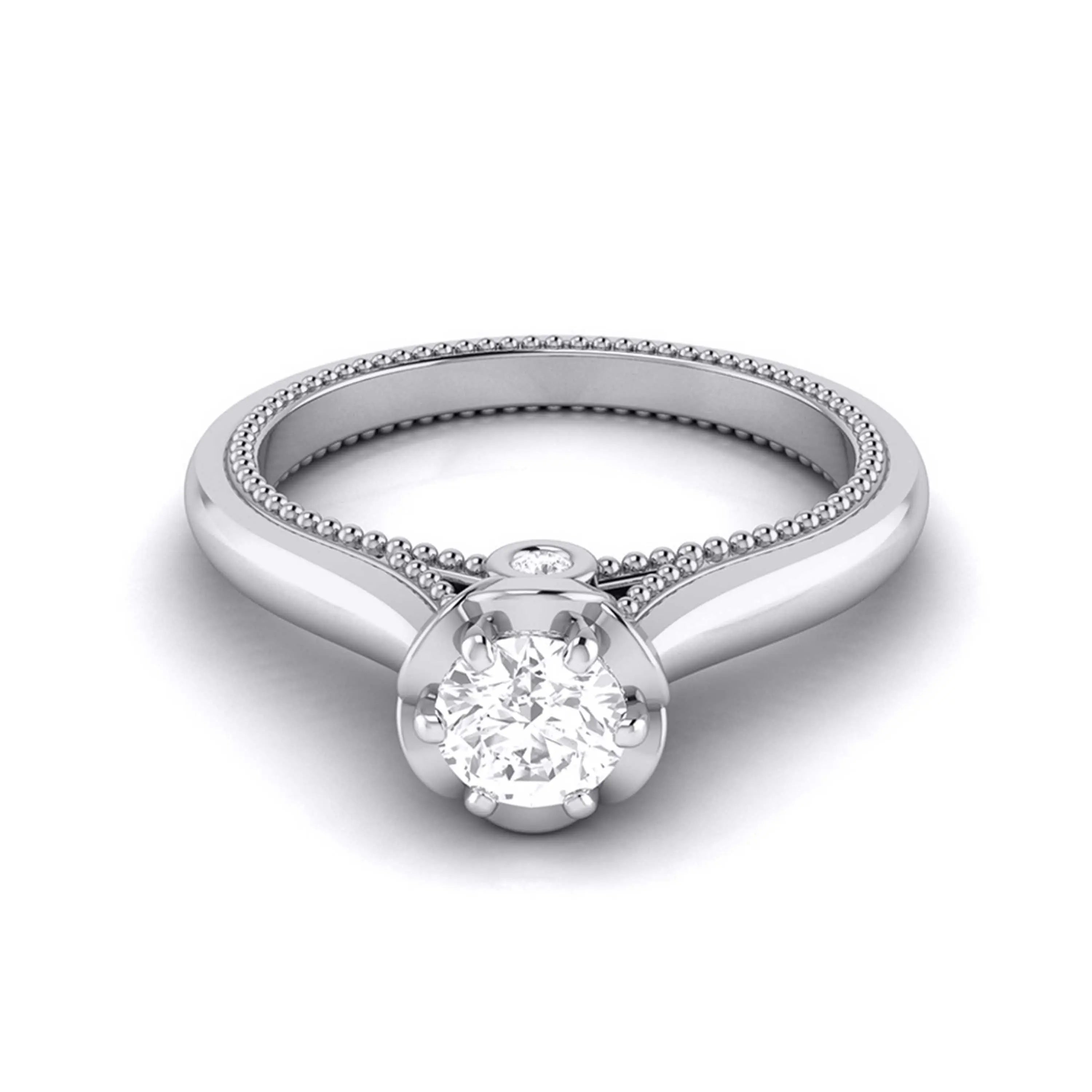 25-Pointer Platinum Solitaire Engagement Ring with Milgrain Touch JL PT G 111   Jewelove.US