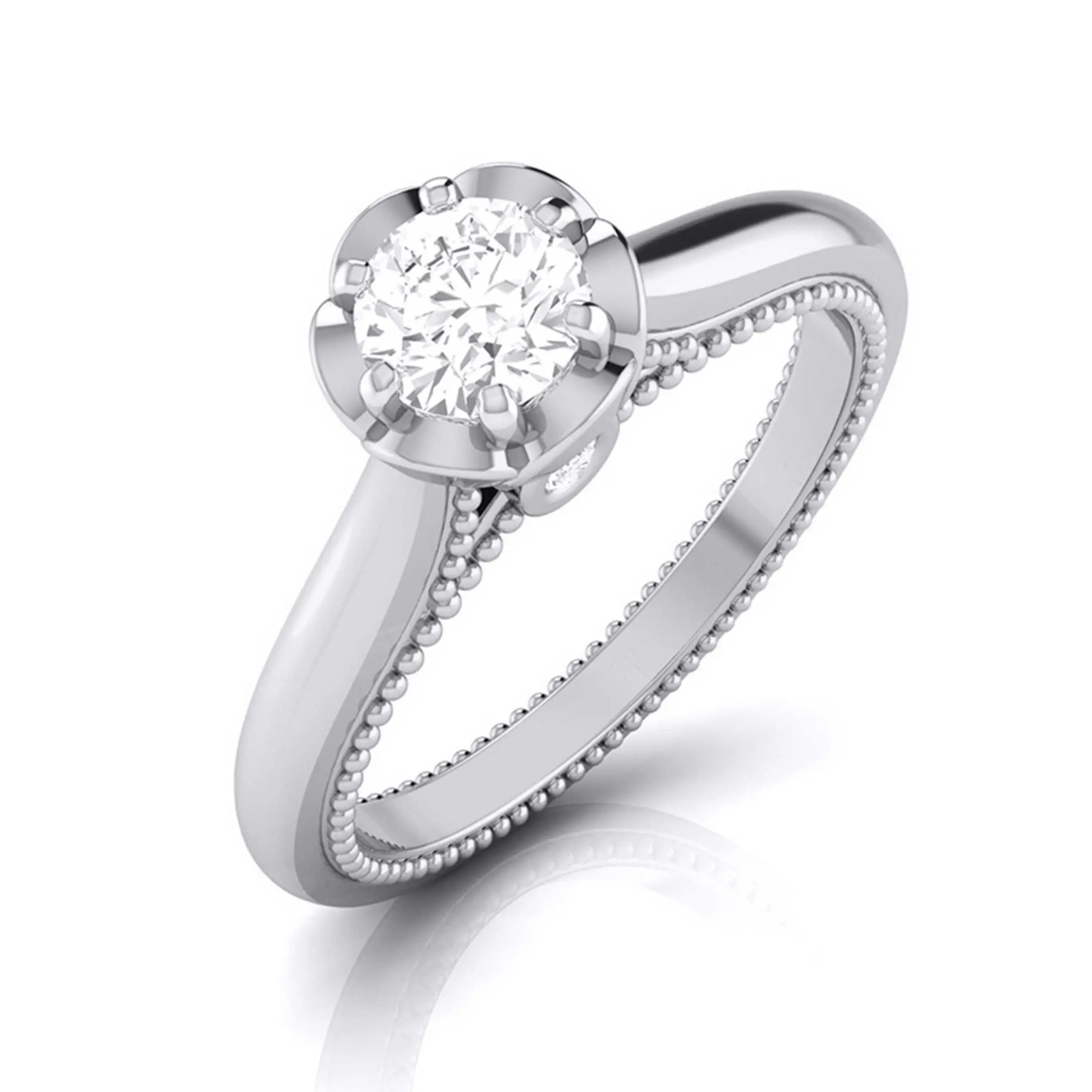 25-Pointer Platinum Solitaire Engagement Ring with Milgrain Touch JL PT G 111   Jewelove.US