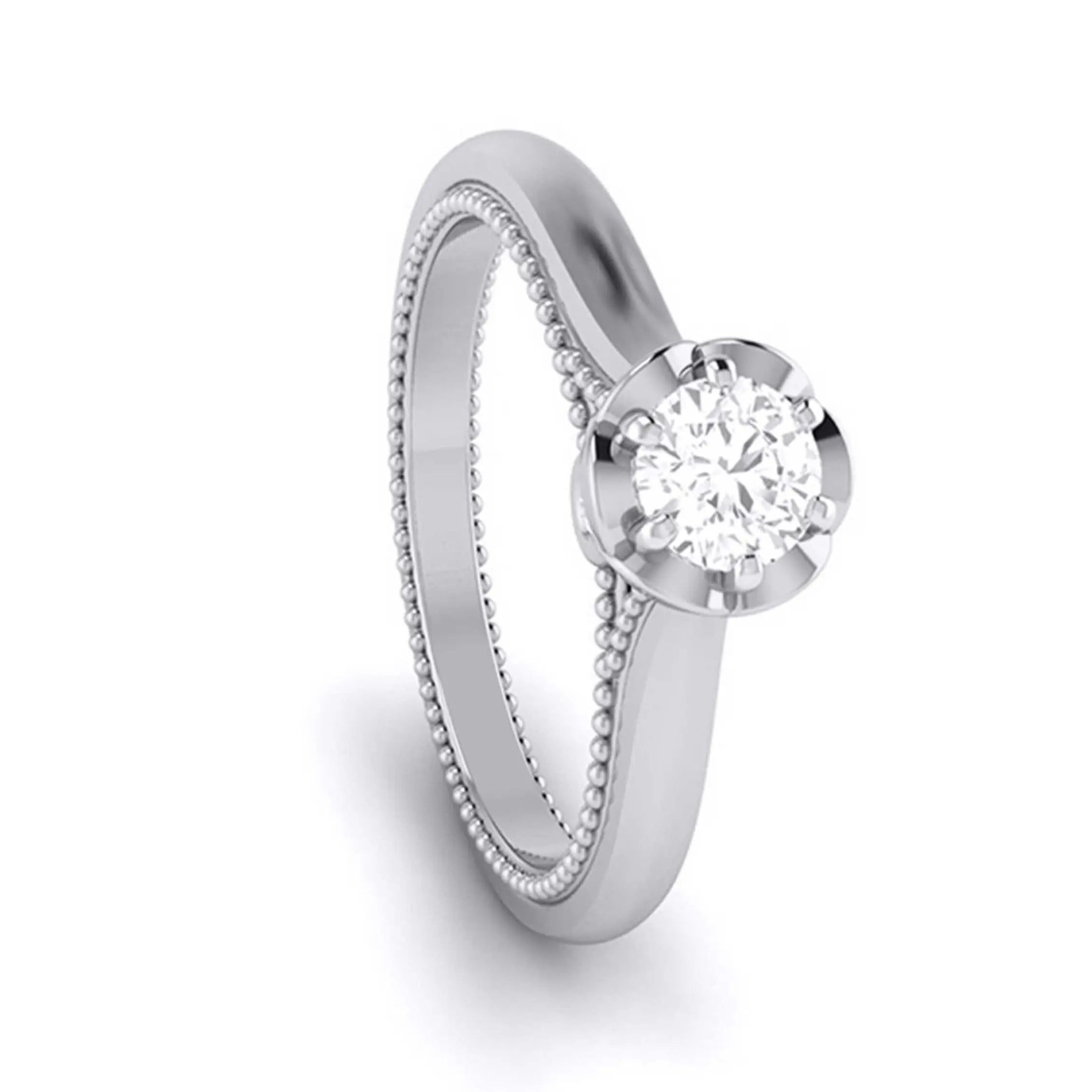 25-Pointer Platinum Solitaire Engagement Ring with Milgrain Touch JL PT G 111   Jewelove.US