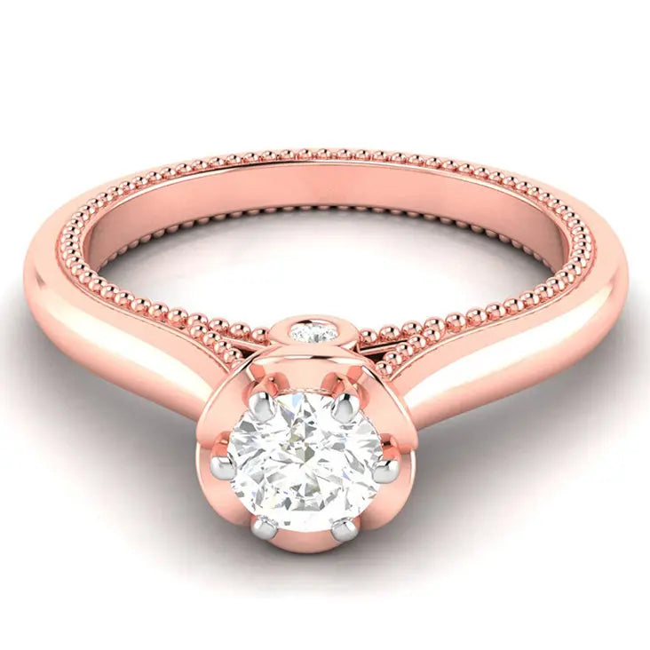 25-Pointer Solitaire Rose Gold Milgrain Touch Ring JL AU G 111R   Jewelove.US