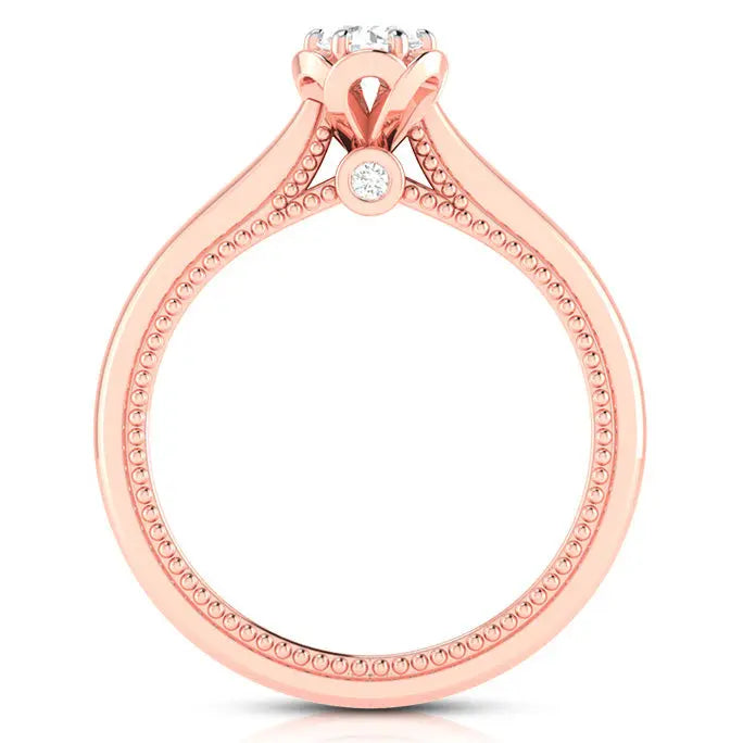 25-Pointer Solitaire Rose Gold Milgrain Touch Ring JL AU G 111R   Jewelove.US