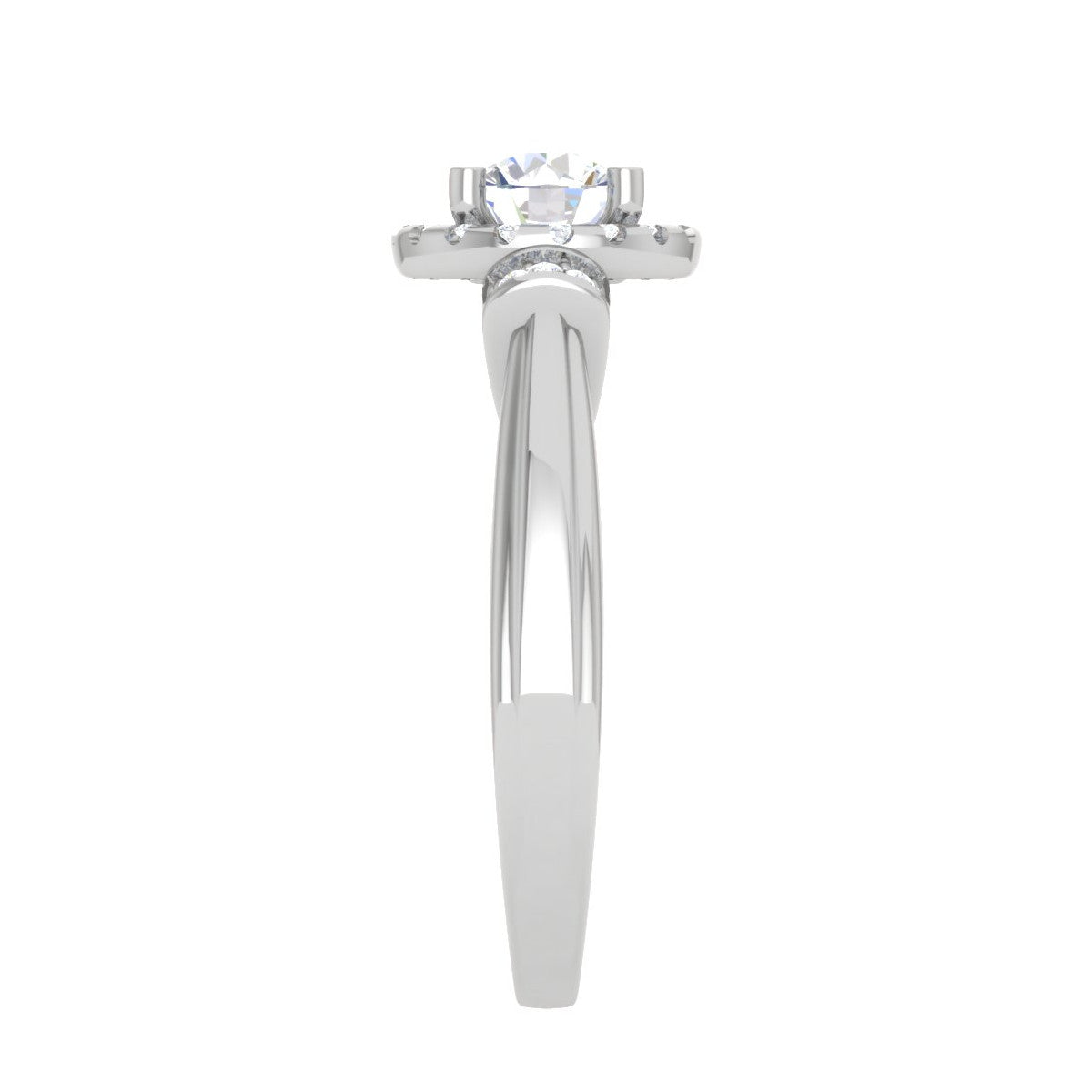 1-Carat Lab Grown Solitaire Halo Diamond Platinum Engagement Ring JL PT LG G WB5996E-B