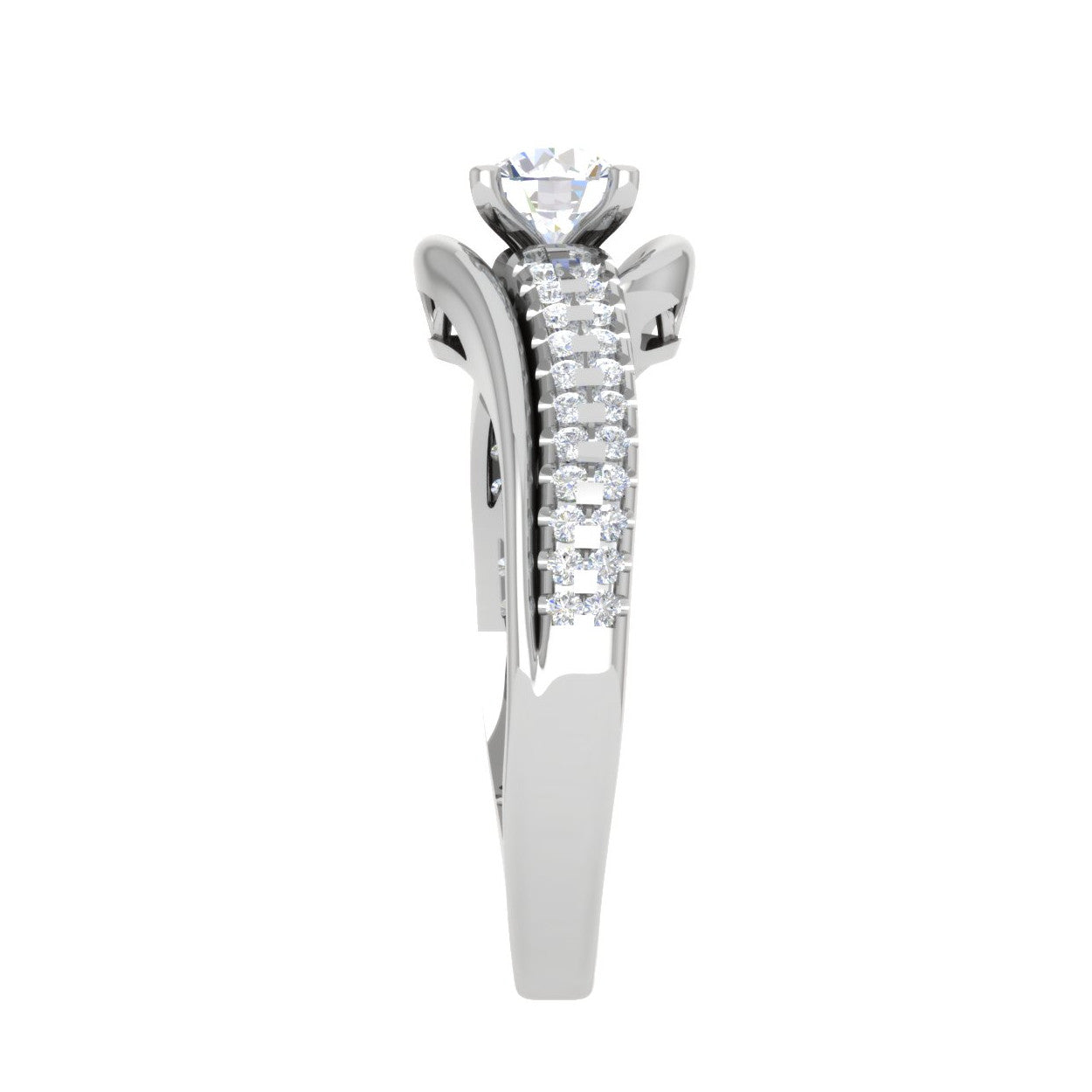 1-Carat Lab Grown Solitaire Platinum Diamond Split Shank Engagement Ring JL PT LG WB6005E-B
