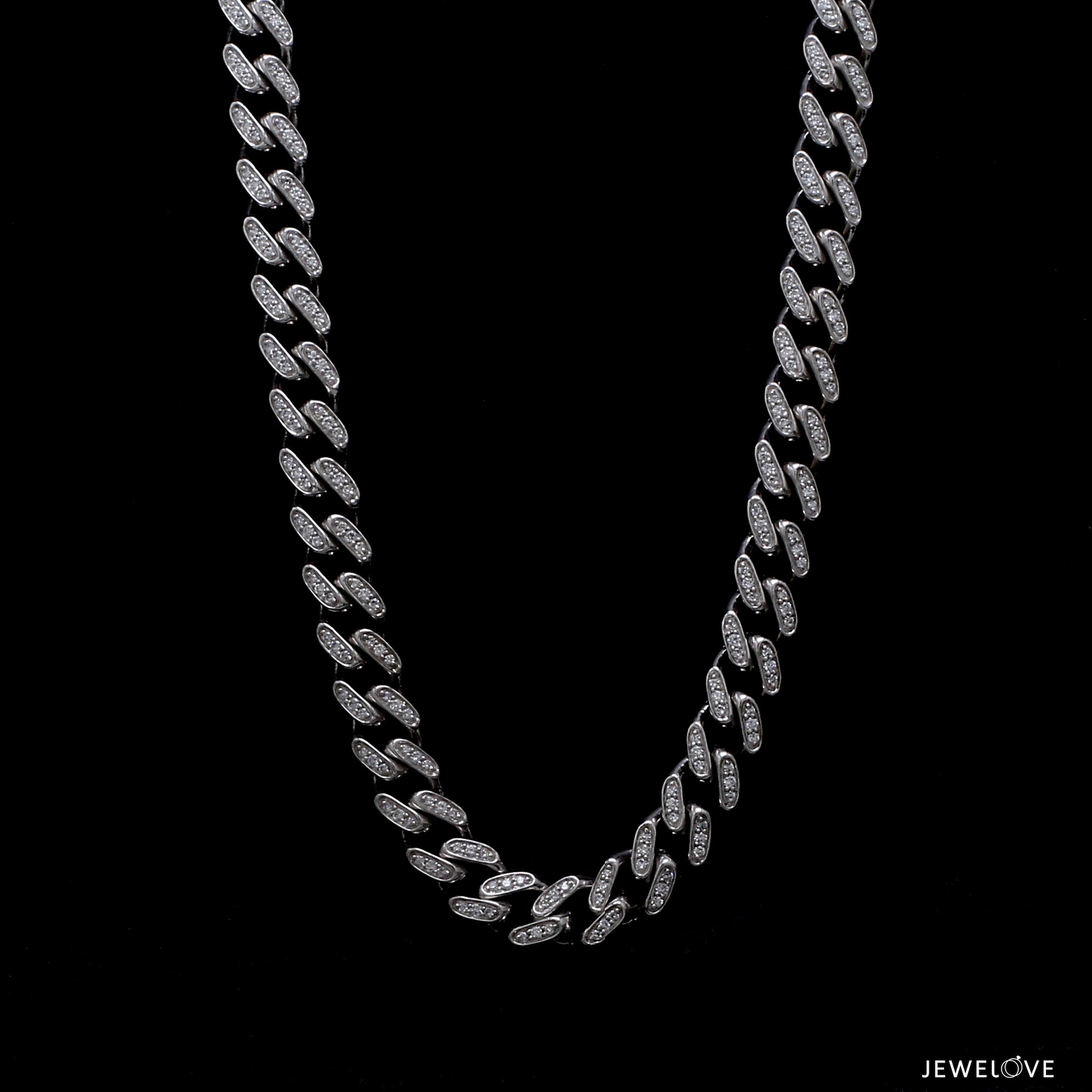 7.5mm Platinum Cuban Chain for Men with Lab Grown Diamond JL PT CH 1409-LG