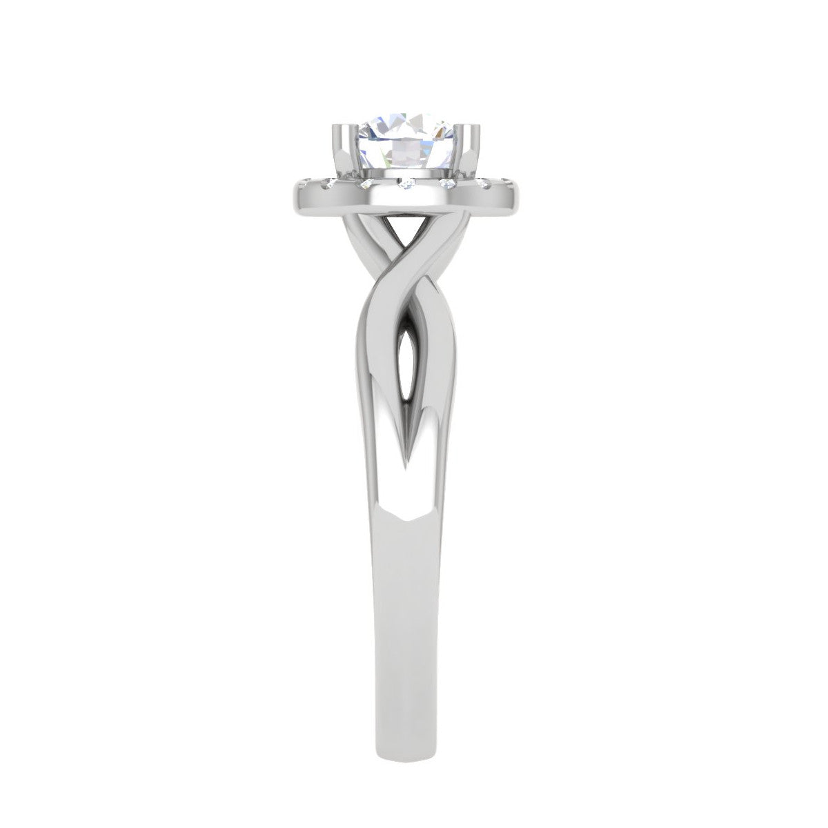 1.50-Carat Lab Grown Diamond Solitaire Halo Diamond Platinum Twisted Shank Ring JL PT LG G WB6003E-C