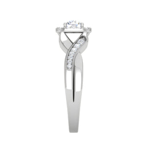 1-Carat Solitaire Halo Diamond Single Twisted Shank Platinum Ring for Women JL PT RV RD 123-C