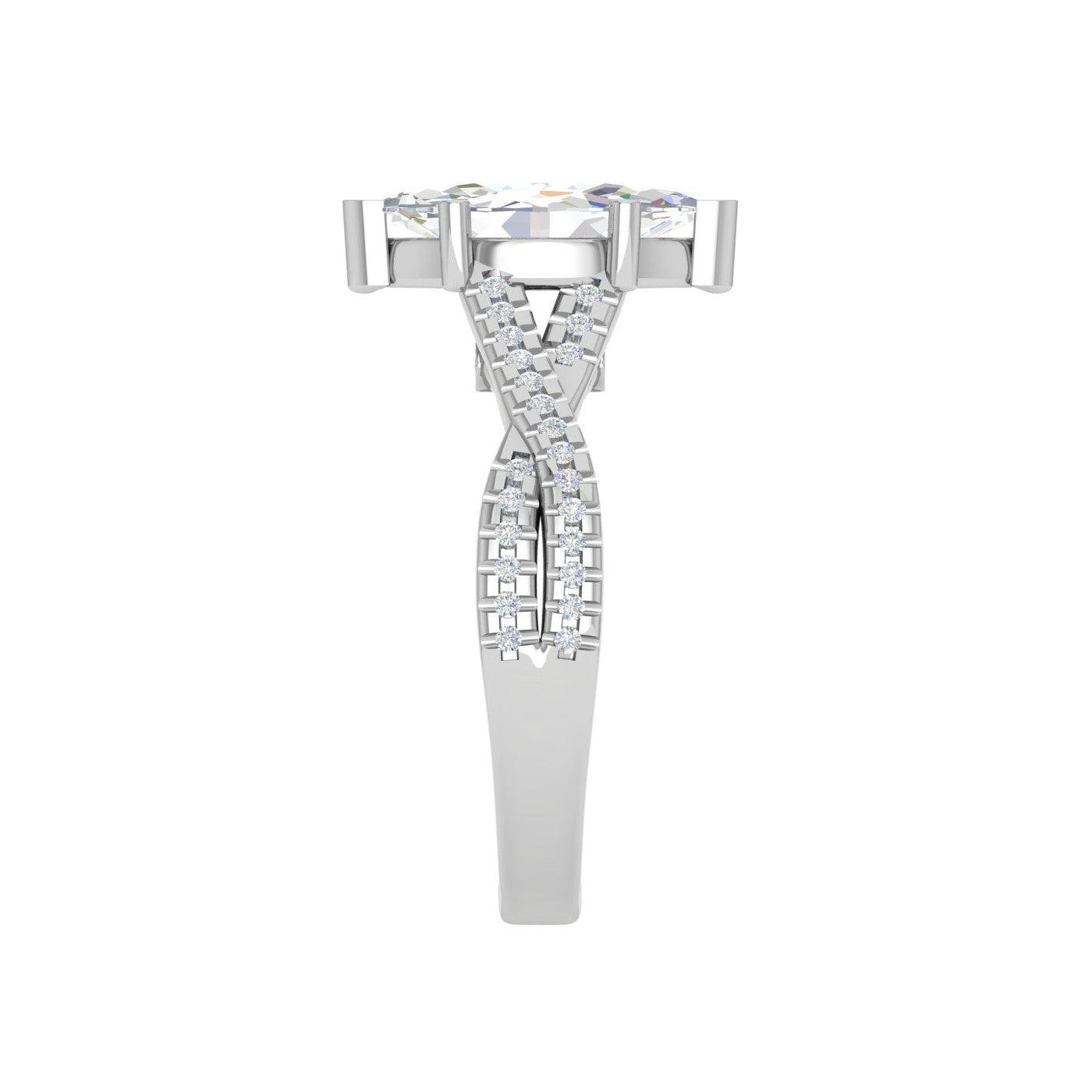 50-Pointer Marquise Solitaire Diamonds Twisted Shank Platinum Ring JL PT REPS1456-A   Jewelove.US