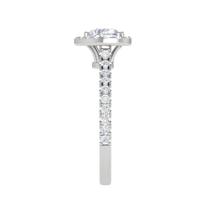 50-Pointer Heart Solitaire Halo Diamond Shank Platinum Ring JL PT RH HS 139-A   Jewelove.US
