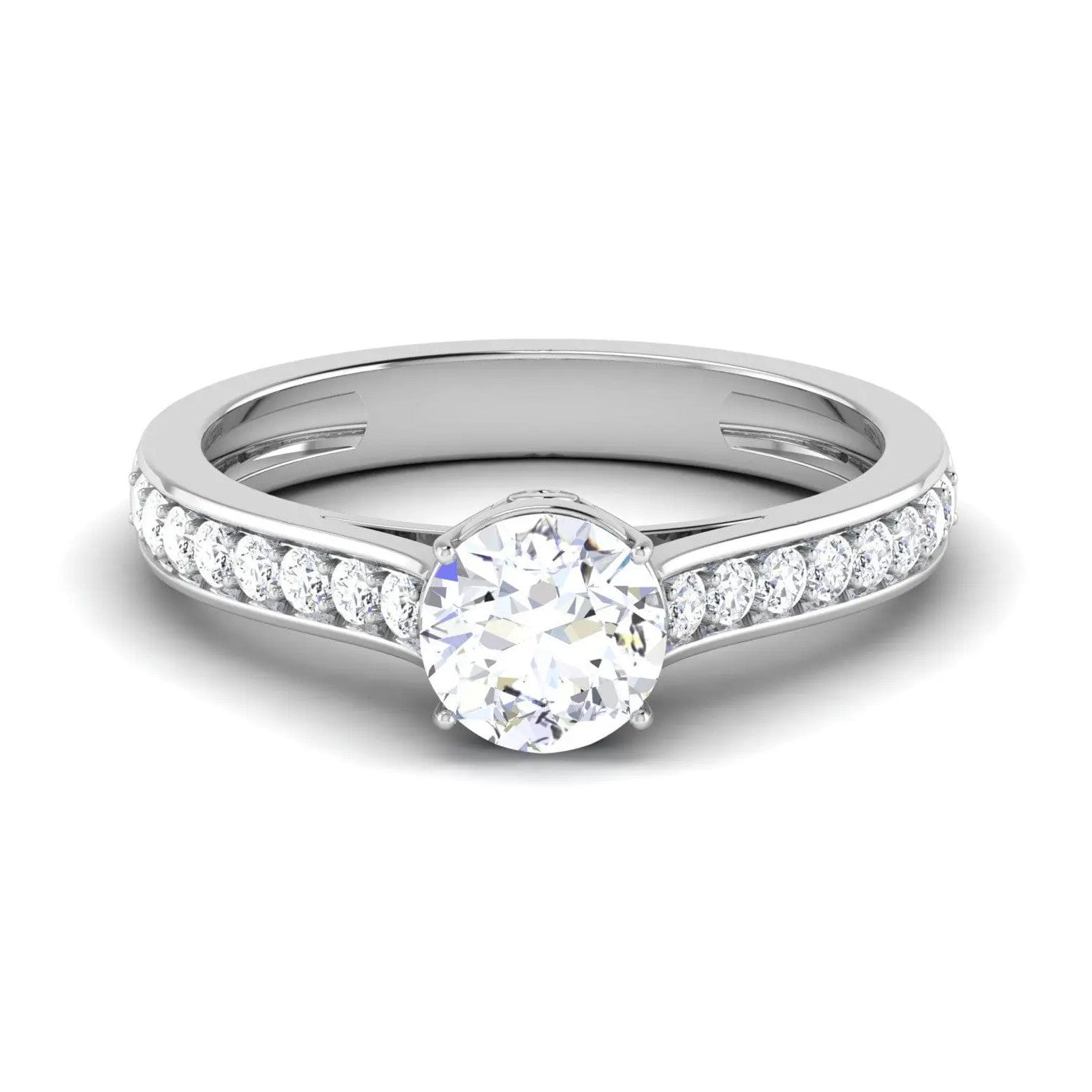 2-Carat Lab Grown Solitaire Diamond Shank Engagement Platinum Ring for Women JL PT LG G 512-D