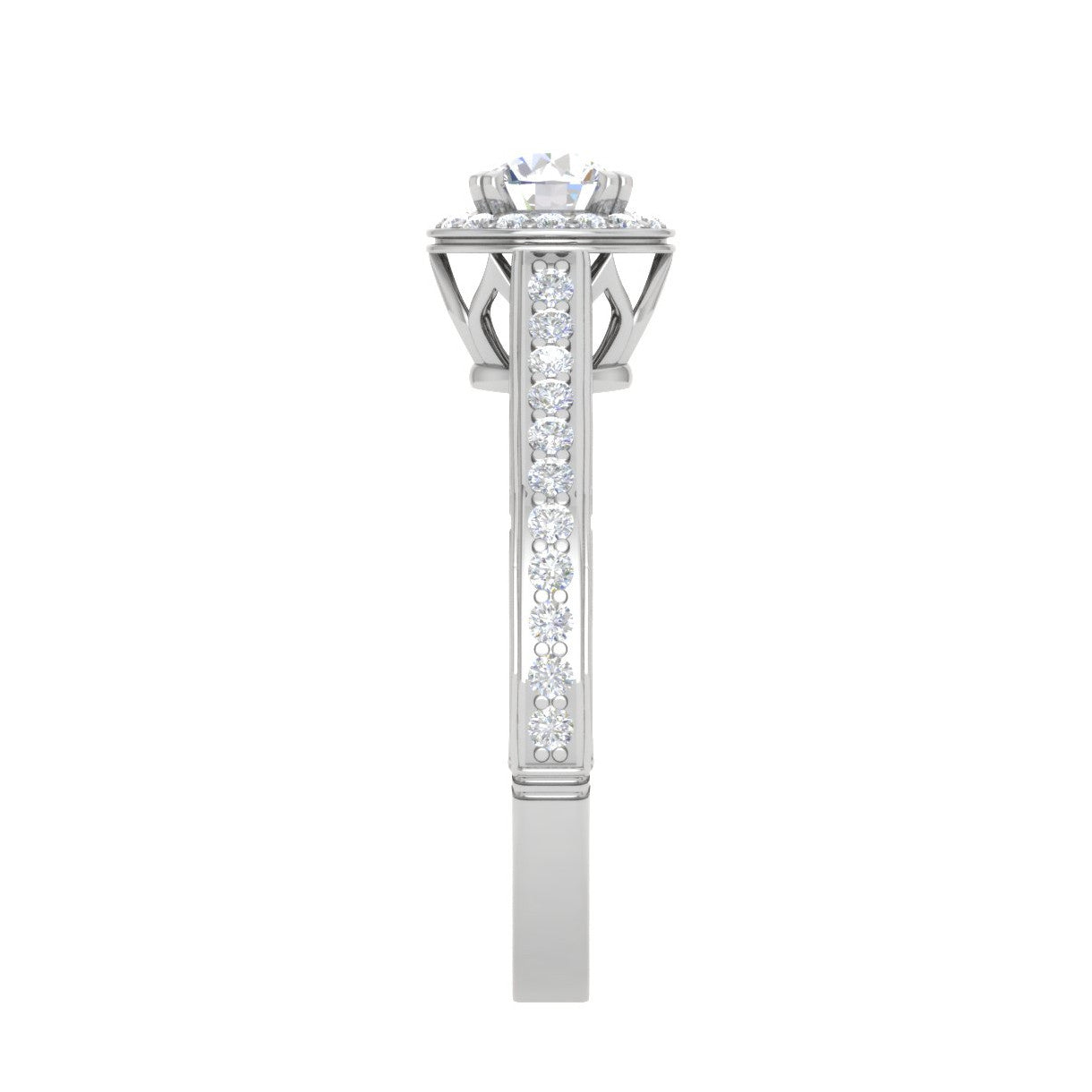 2-Carat Lab Grown Solitaire Halo Diamond Shank Platinum Ring for Women JL PT RV RD LG G 137-D