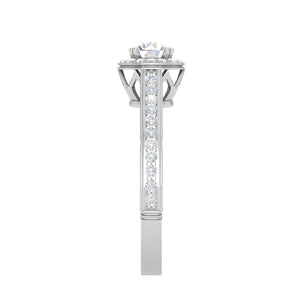 50-Pointer Lab Grown Solitaire Halo Diamond Shank Platinum Ring for Women JL PT RV RD LG G 137
