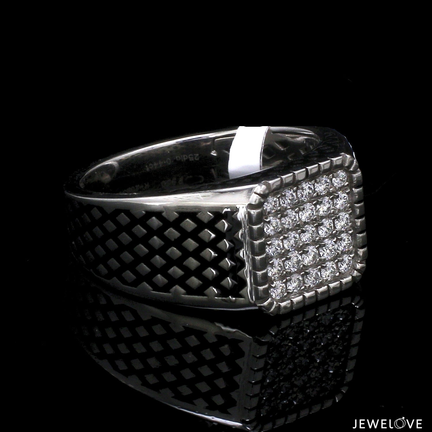 Men of Platinum | Rectangle Black Enamel with Diamond Ring for Men JL PT 1425