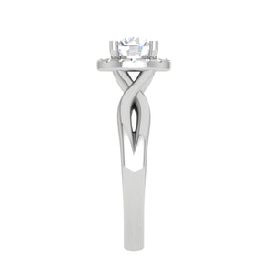 1-Carat Lab Grown Diamond Solitaire Halo Diamond Platinum Twisted Shank Ring JL PT LG G WB6003E-B