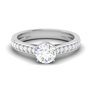 1.50-Carat Lab Grown Solitaire Diamond Shank Engagement Platinum Ring for Women JL PT LG G 512-C